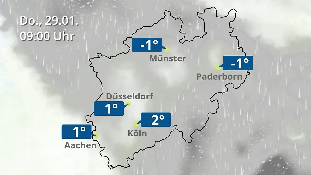 Nordrhein-Westfalen: Wie wird das Wetter? Regen- und Wolkenfilm für Köln, Düsseldorf und Münster