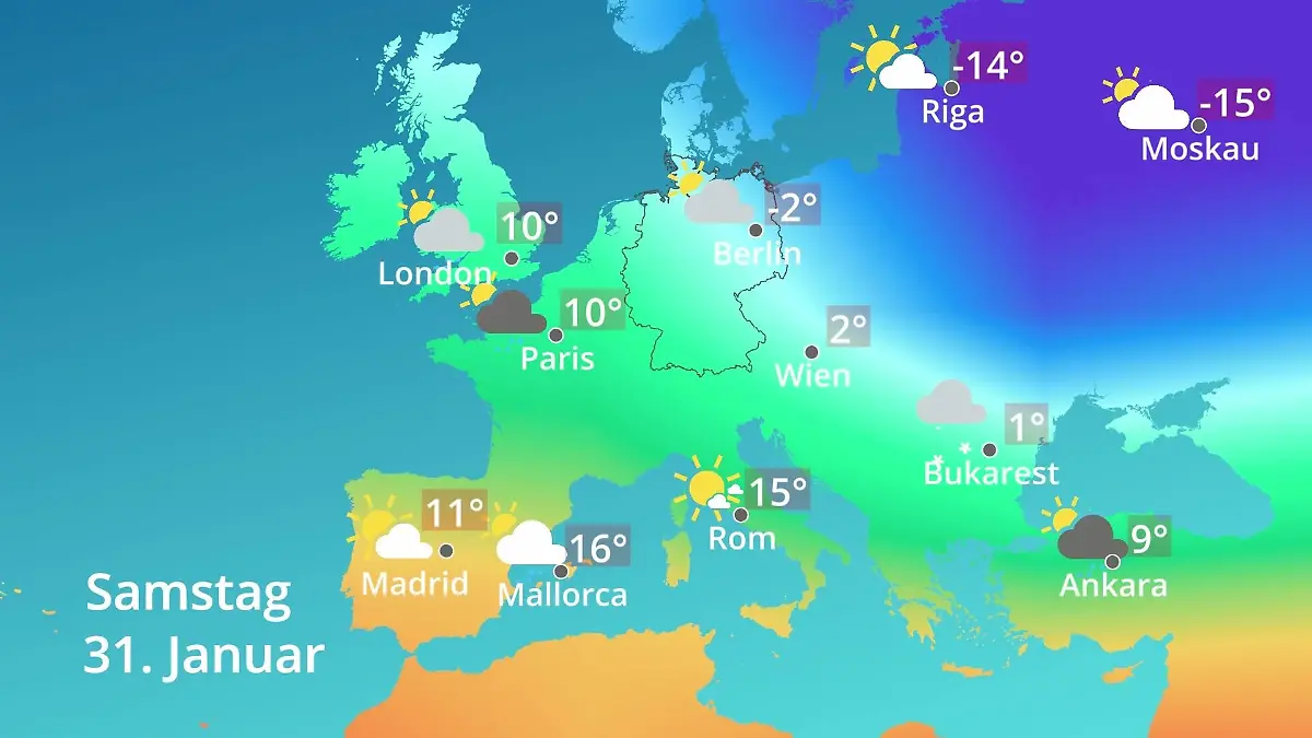 Europa: Wie wird das Wetter? Prognose: Temperaturen von Spanien bis zur Türkei