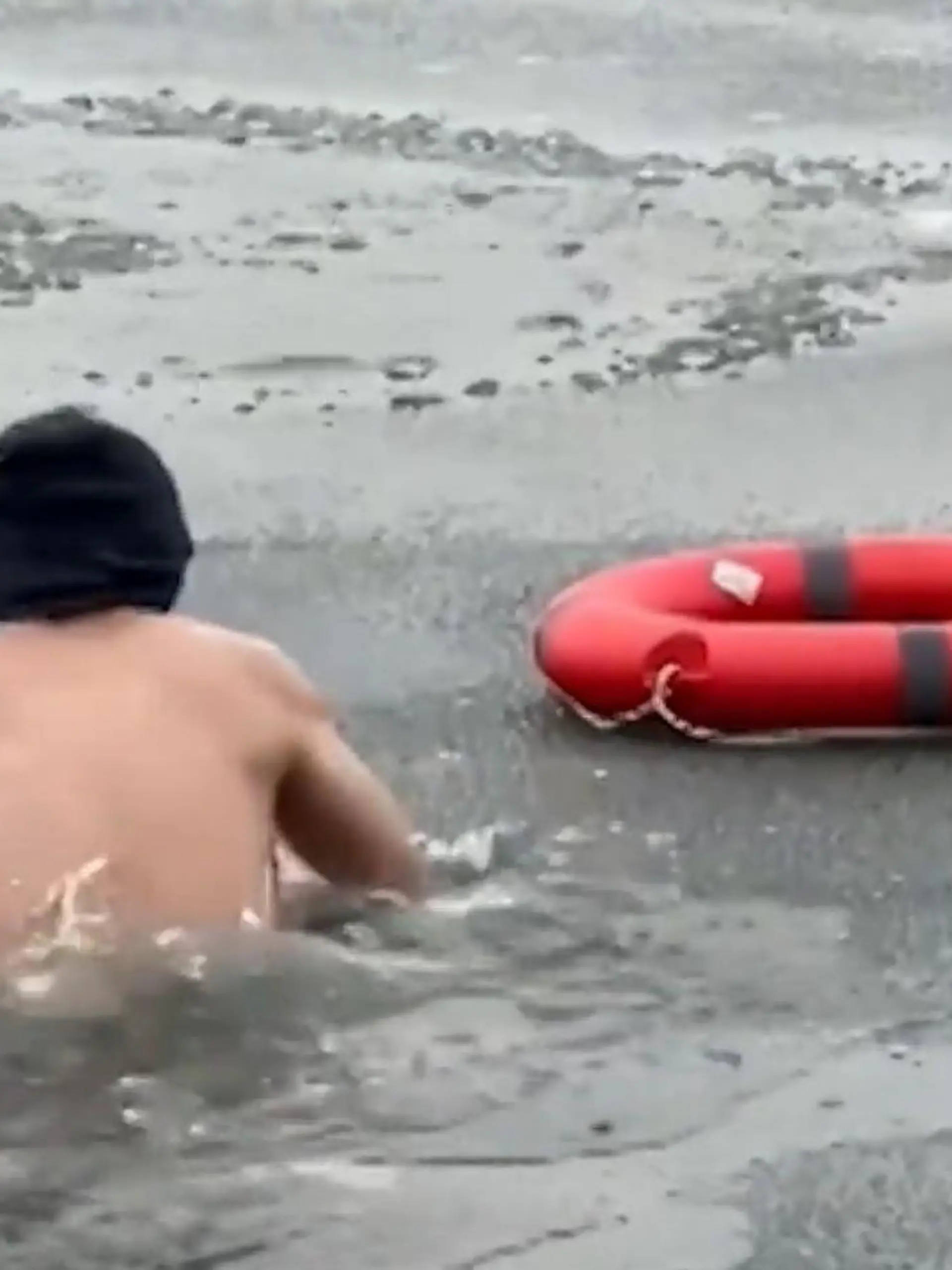 Bild zu: "Welpe droht zu ertrinken! Mann springt zu ihm ins Eiswasser – in letzter Sekunde"