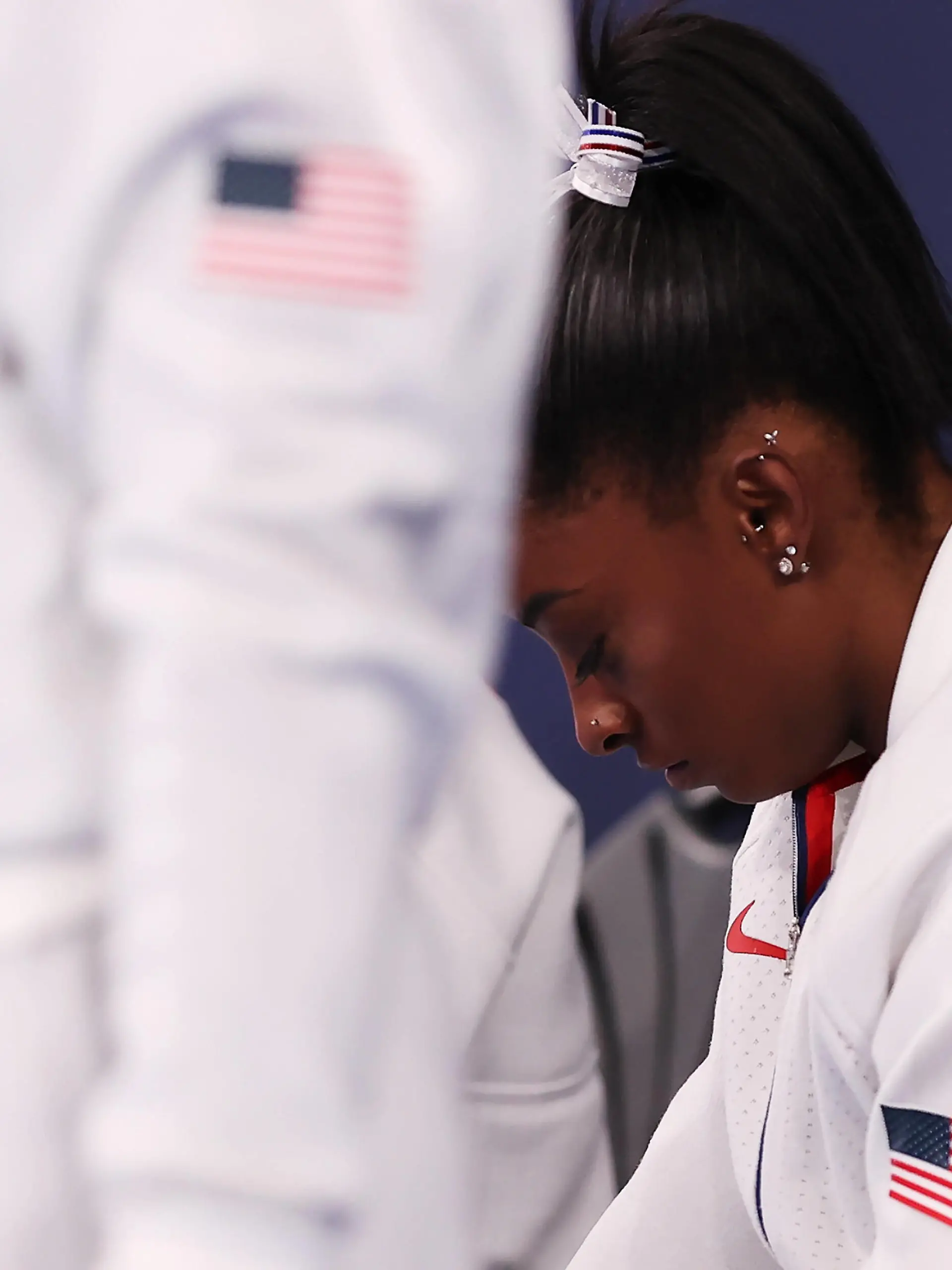  210727 -- TOKYO, July 27, 2021 -- Simone Biles of the United States is seen during the artistic gymnastics women s team final at the Tokyo 2020 Olympic Games, Olympische Spiele, Olympia, OS in Tokyo, Japan, July 27, 2021.  TOKYO2020JAPAN-TOKYO-OLY-ARTISTIC GYMNASTICS-WOMEN S TEAM-FINAL CaoxCan PUBLICATIONxNOTxINxCHN