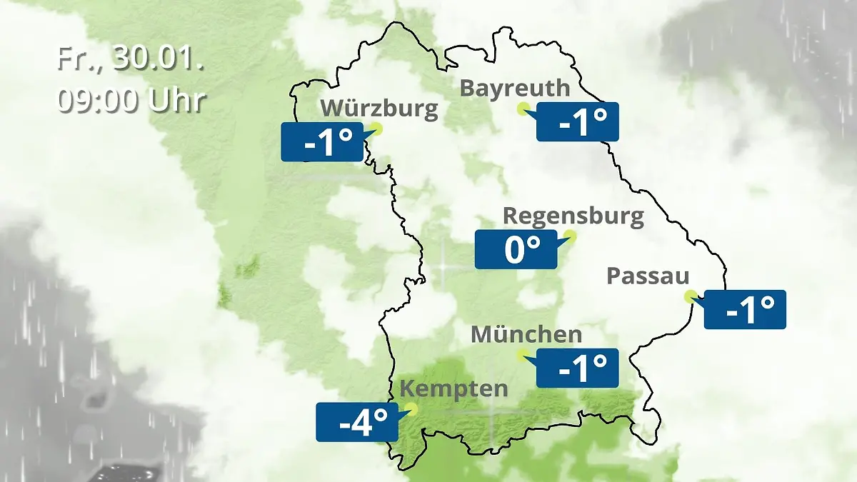 Bayern: Wie wird das Wetter? Regen- und Wolkenfilm für München, Regensburg und Würzburg