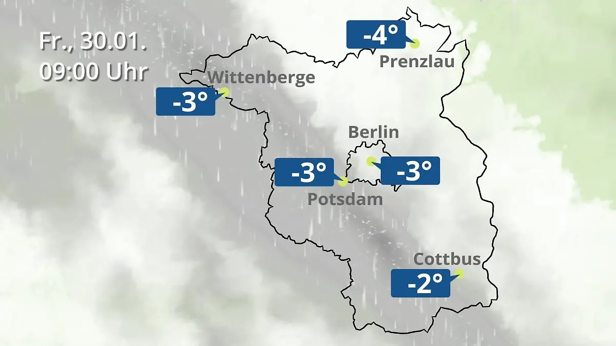 Berlin und Brandenburg: Wie wird das Wetter? Regen- und Wolkenfilm für Potsdam, Cottbus und Wittenberge