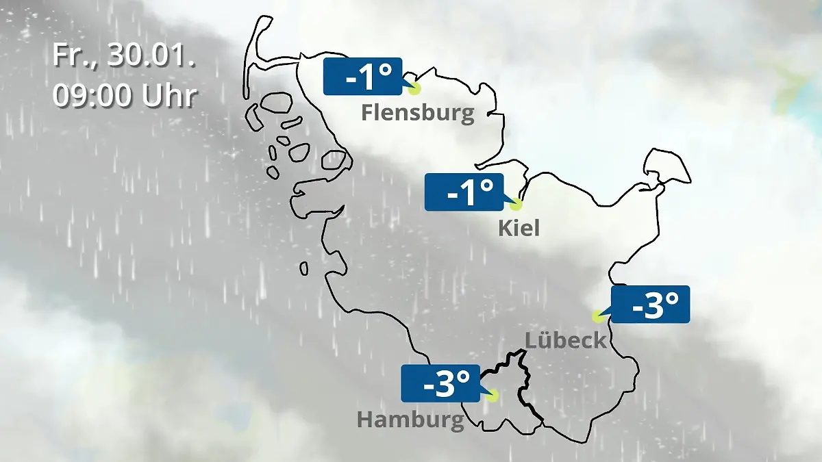 Hamburg, Schleswig-Holstein: Wie wird das Wetter? Regen- und Wolkenfilm für die Nordsee- und Ostseeküste