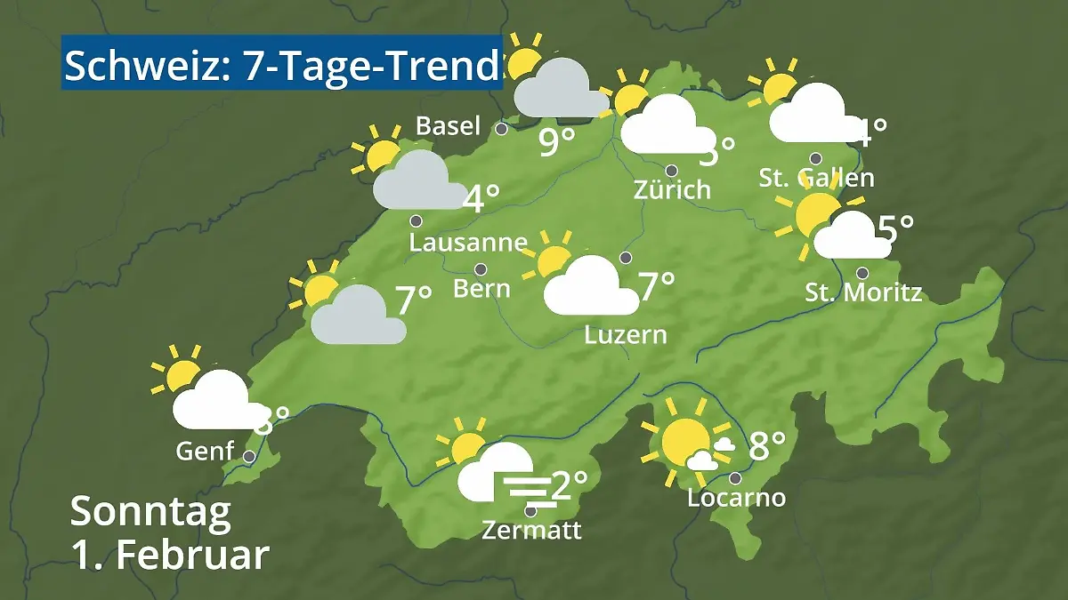 Schweiz: Wie wird das Wetter? Video 7-Tage-Trend: Bern, Basel, Genf, Zürich