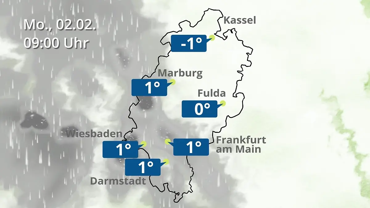 Hessen: Wie wird das Wetter? Regen- und Wolkenfilm für Frankfurt am Main und Wiesbaden