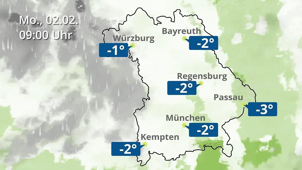 Bayern: Wie wird das Wetter? Regen- und Wolkenfilm für München, Regensburg und Würzburg
