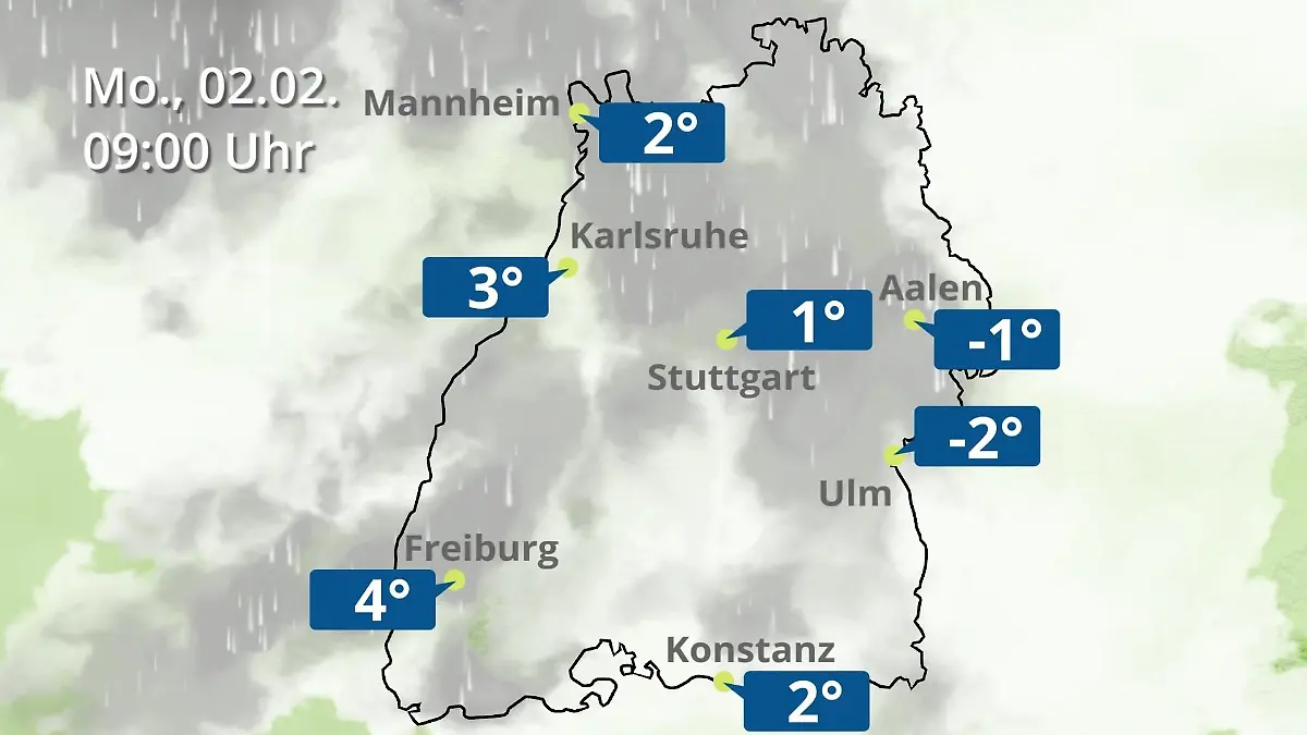 Baden-Württemberg: Wie wird das Wetter? Regen- und Wolkenfilm für Stuttgart, Mannheim und Karlsruhe