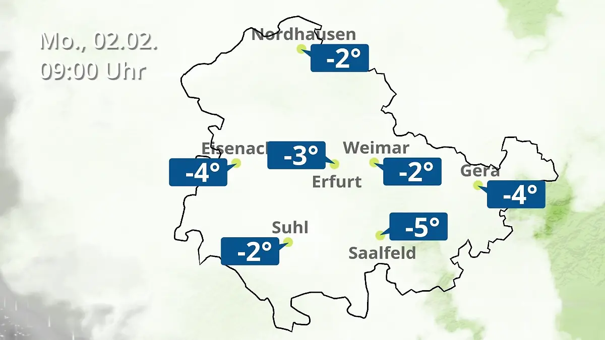Thüringen: Wie wird das Wetter? Regen- und Wolkenfilm für Erfurt, Gera und Eisenach