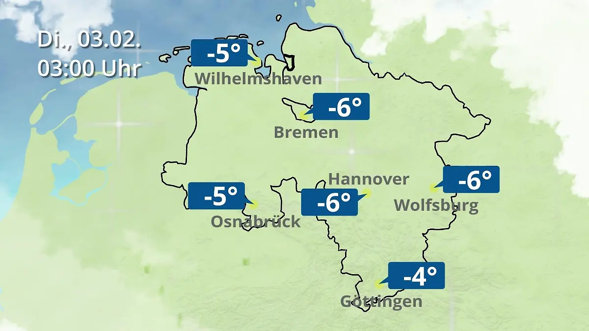 Bremen und Niedersachsen: Wie wird das Wetter? Regen- und Wolkenfilm für Hannover, Osnabrück und Wolfsburg