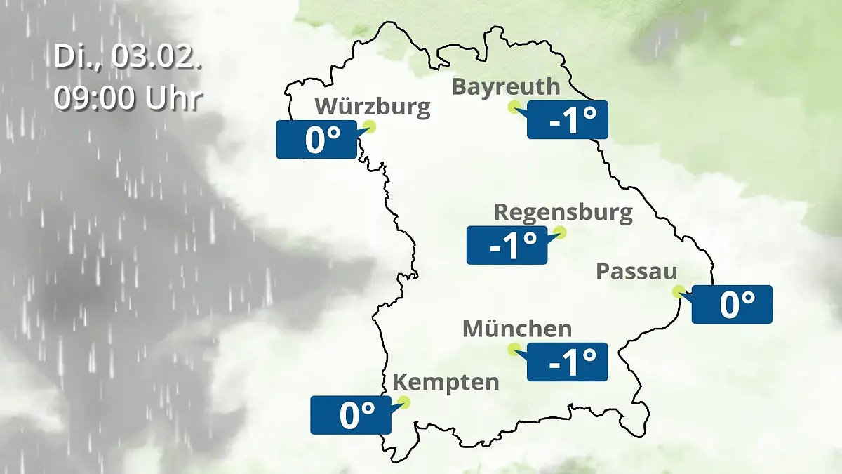 Bayern: Wie wird das Wetter? Regen- und Wolkenfilm für München, Regensburg und Würzburg