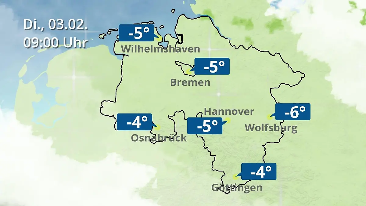 Bremen und Niedersachsen: Wie wird das Wetter? Regen- und Wolkenfilm für Hannover, Osnabrück und Wolfsburg
