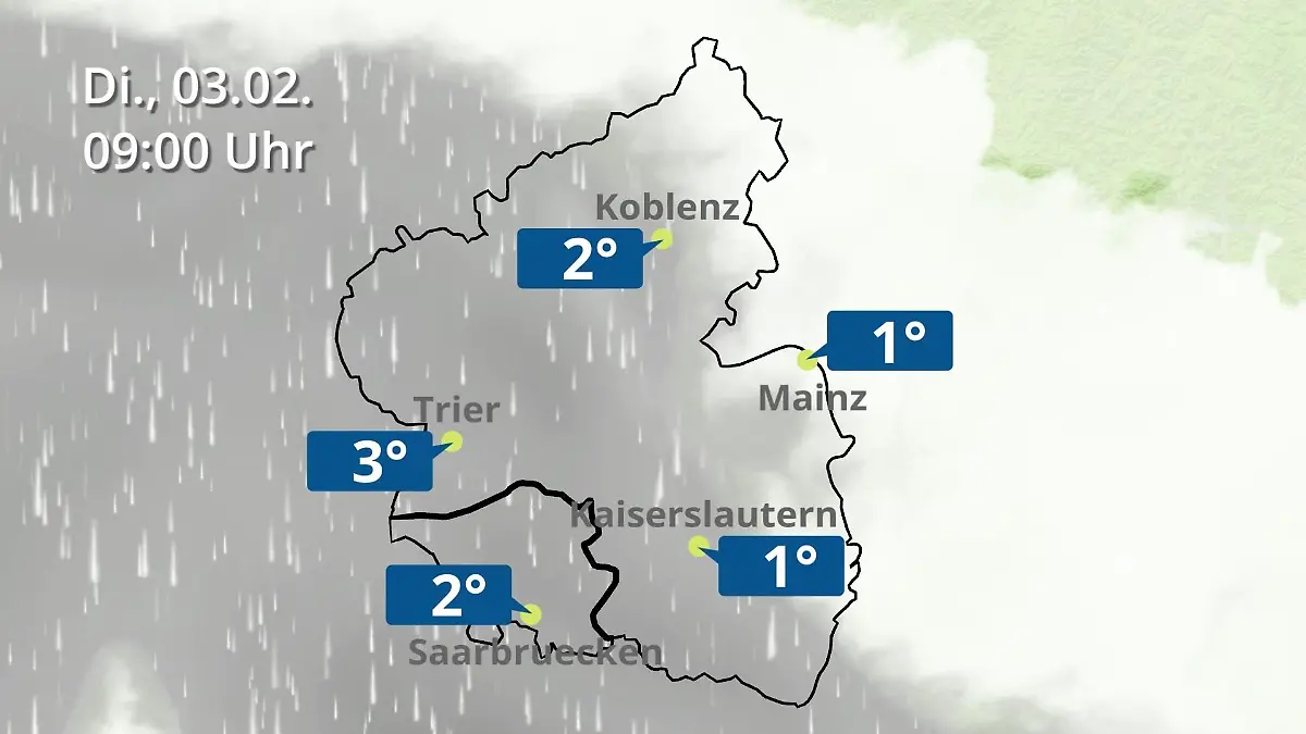 Rheinland-Pfalz, Saarland: Wie wird das Wetter? Regen- und Wolkenfilm für Mainz, Koblenz und Trier