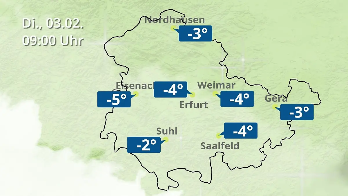 Thüringen: Wie wird das Wetter? Regen- und Wolkenfilm für Erfurt, Gera und Eisenach