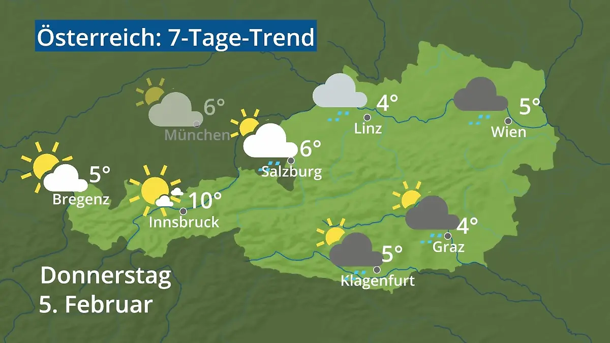 Österreich: Wie wird das Wetter? Video 7-Tage-Trend: Wien, Salzburg, Innsbruck