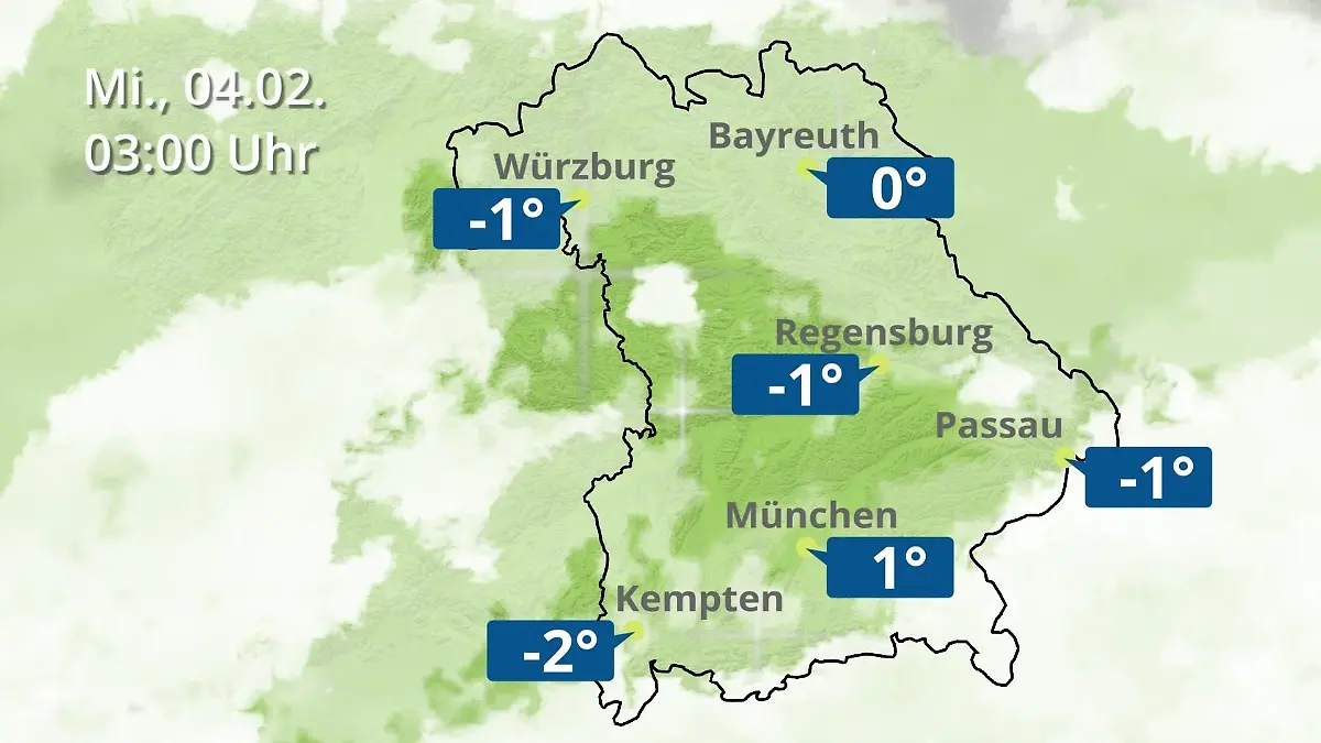 Bayern: Wie wird das Wetter? Regen- und Wolkenfilm für München, Regensburg und Würzburg
