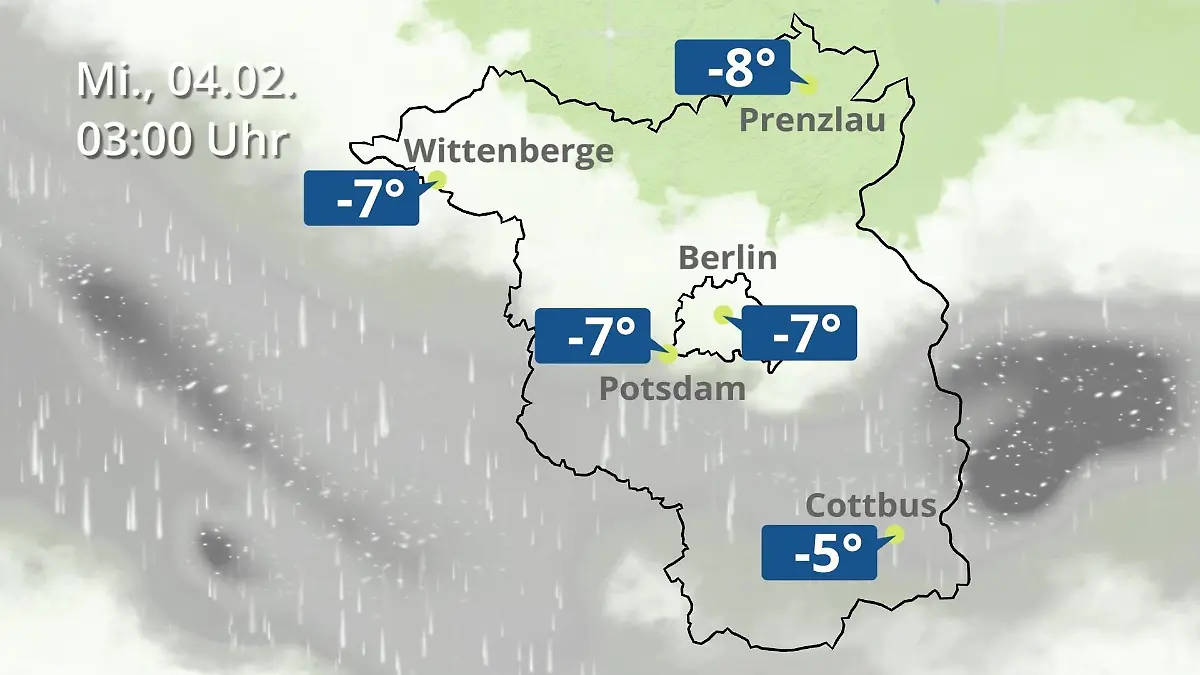 Berlin und Brandenburg: Wie wird das Wetter? Regen- und Wolkenfilm für Potsdam, Cottbus und Wittenberge