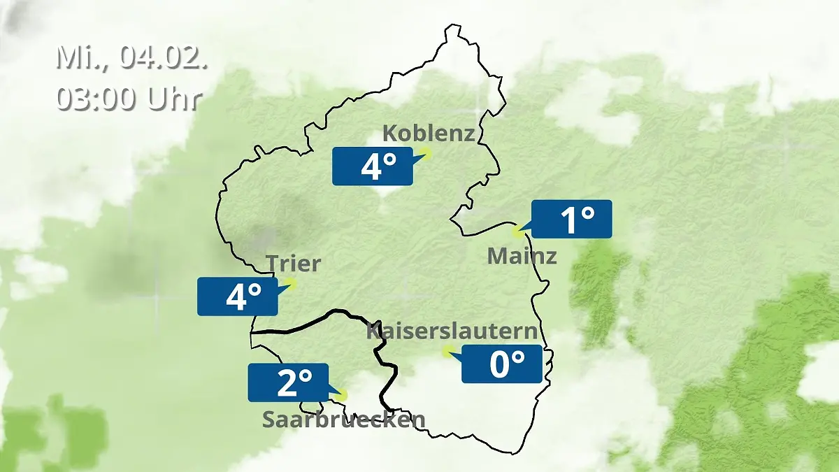 Rheinland-Pfalz, Saarland: Wie wird das Wetter? Regen- und Wolkenfilm für Mainz, Koblenz und Trier