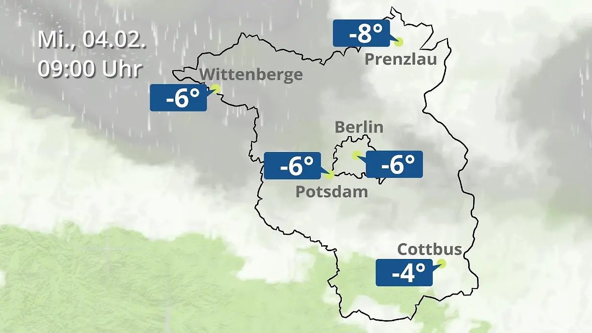 Berlin und Brandenburg: Wie wird das Wetter? Regen- und Wolkenfilm für Potsdam, Cottbus und Wittenberge
