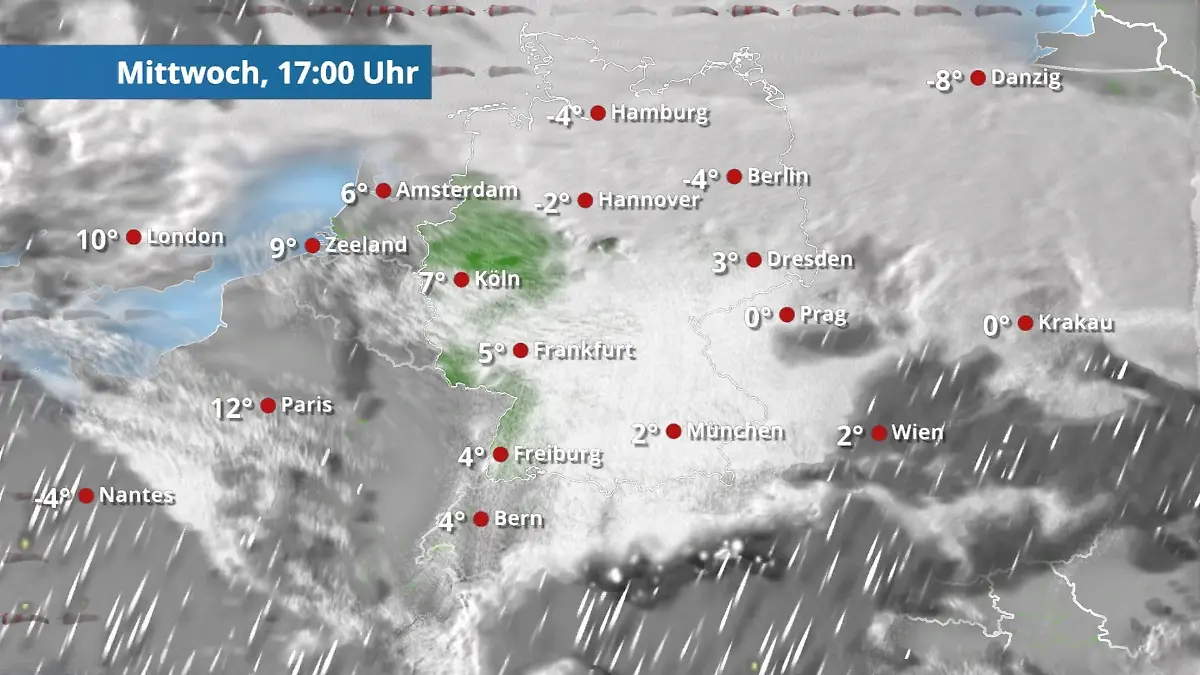 Sonne nur in der Mitte Deutschlands Der Regen- und Wolkenfilm für 48 Stunden