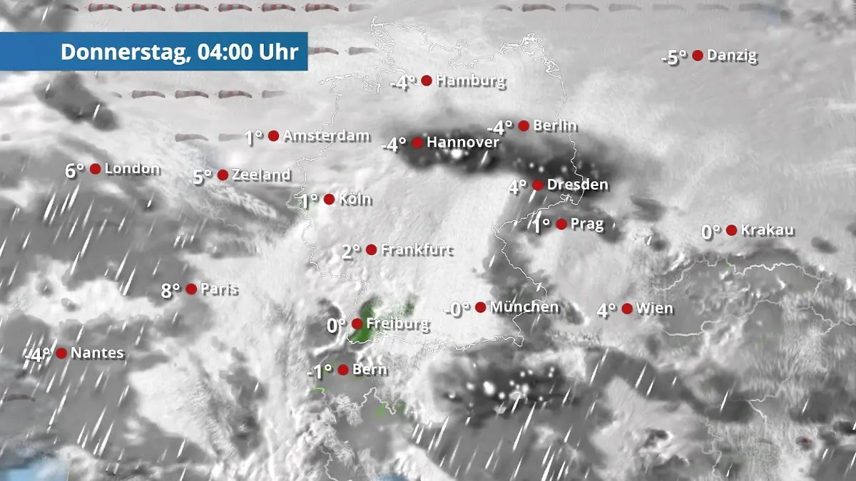 Bewölkt mit Regen und Schnee Der Regen- und Wolkenfilm für 48 Stunden