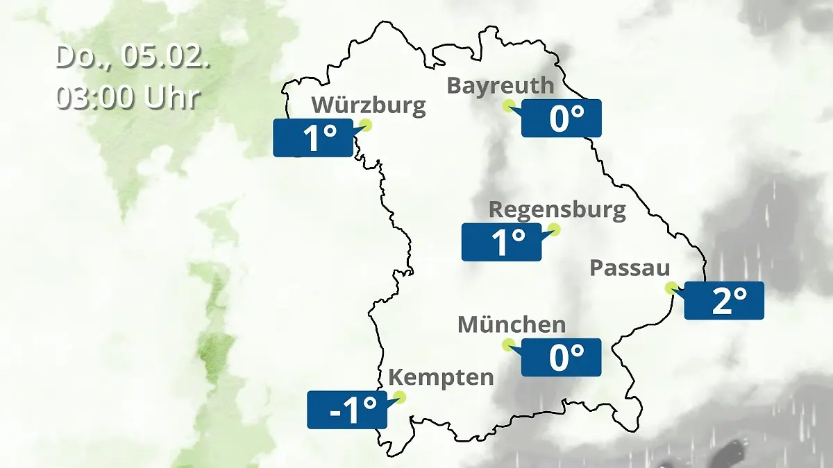 Bayern: Wie wird das Wetter? Regen- und Wolkenfilm für München, Regensburg und Würzburg