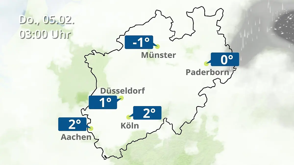 Nordrhein-Westfalen: Wie wird das Wetter? Regen- und Wolkenfilm für Köln, Düsseldorf und Münster