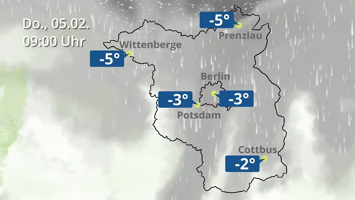 Berlin und Brandenburg: Wie wird das Wetter? Regen- und Wolkenfilm für Potsdam, Cottbus und Wittenberge