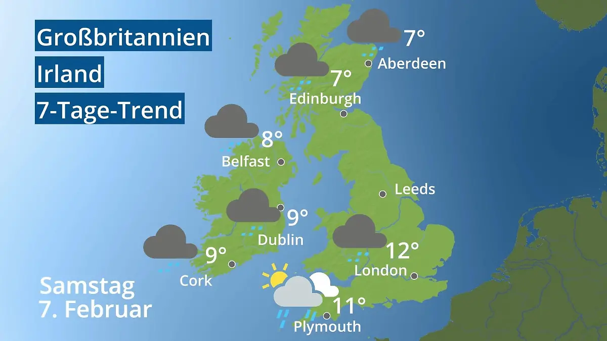 England, Schottland, Wales: Wie wird das Wetter? Video 7-Tage-Trend: Großbritannien und Irland