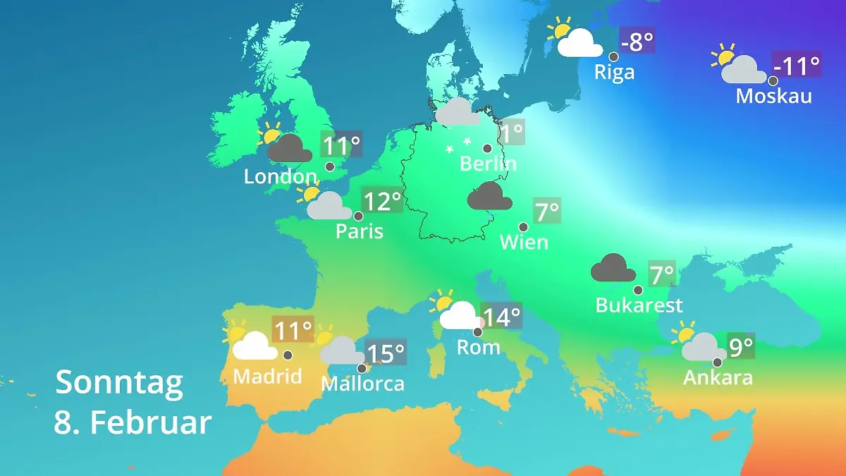Europa: Wie wird das Wetter? Prognose: Temperaturen von Spanien bis zur Türkei