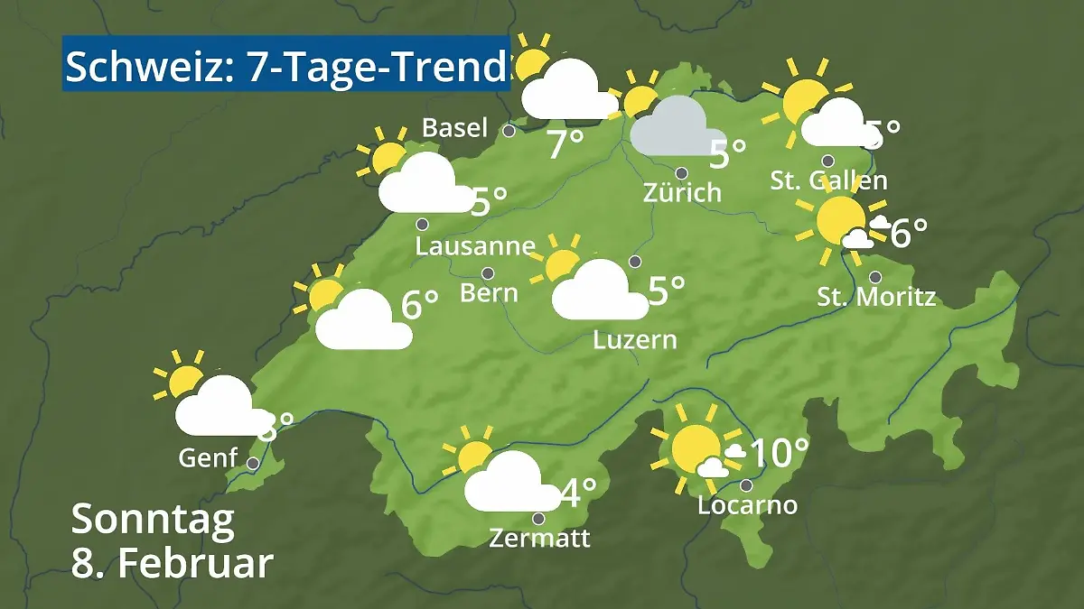 Schweiz: Wie wird das Wetter? Video 7-Tage-Trend: Bern, Basel, Genf, Zürich