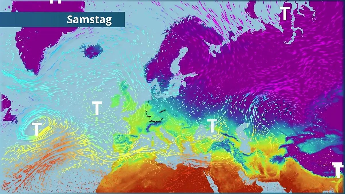 Milde Luft bleibt ausgesperrt Der Strömungsfilm für Europa für 5 Tage