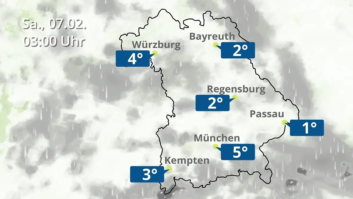 Bayern: Wie wird das Wetter? Regen- und Wolkenfilm für München, Regensburg und Würzburg