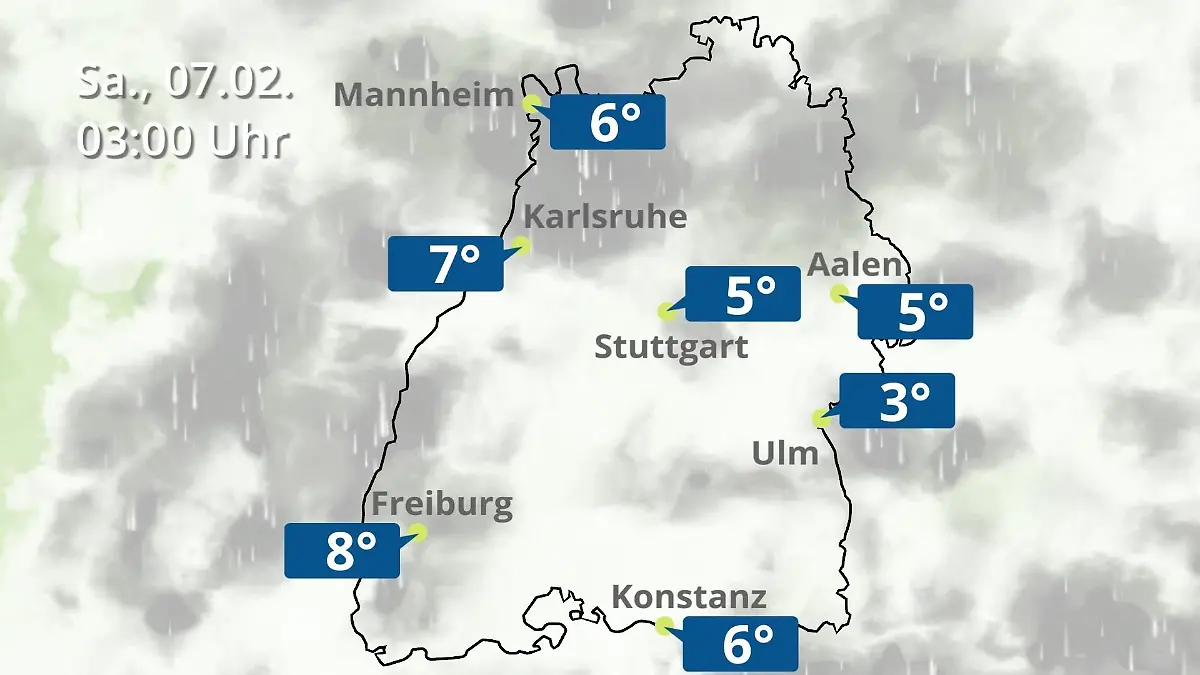 Baden-Württemberg: Wie wird das Wetter? Regen- und Wolkenfilm für Stuttgart, Mannheim und Karlsruhe