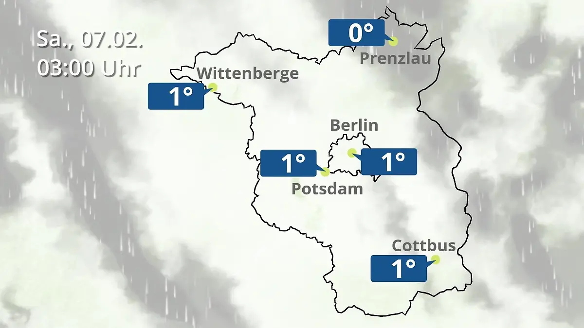 Berlin und Brandenburg: Wie wird das Wetter? Regen- und Wolkenfilm für Potsdam, Cottbus und Wittenberge