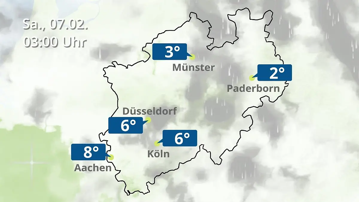 Nordrhein-Westfalen: Wie wird das Wetter? Regen- und Wolkenfilm für Köln, Düsseldorf und Münster
