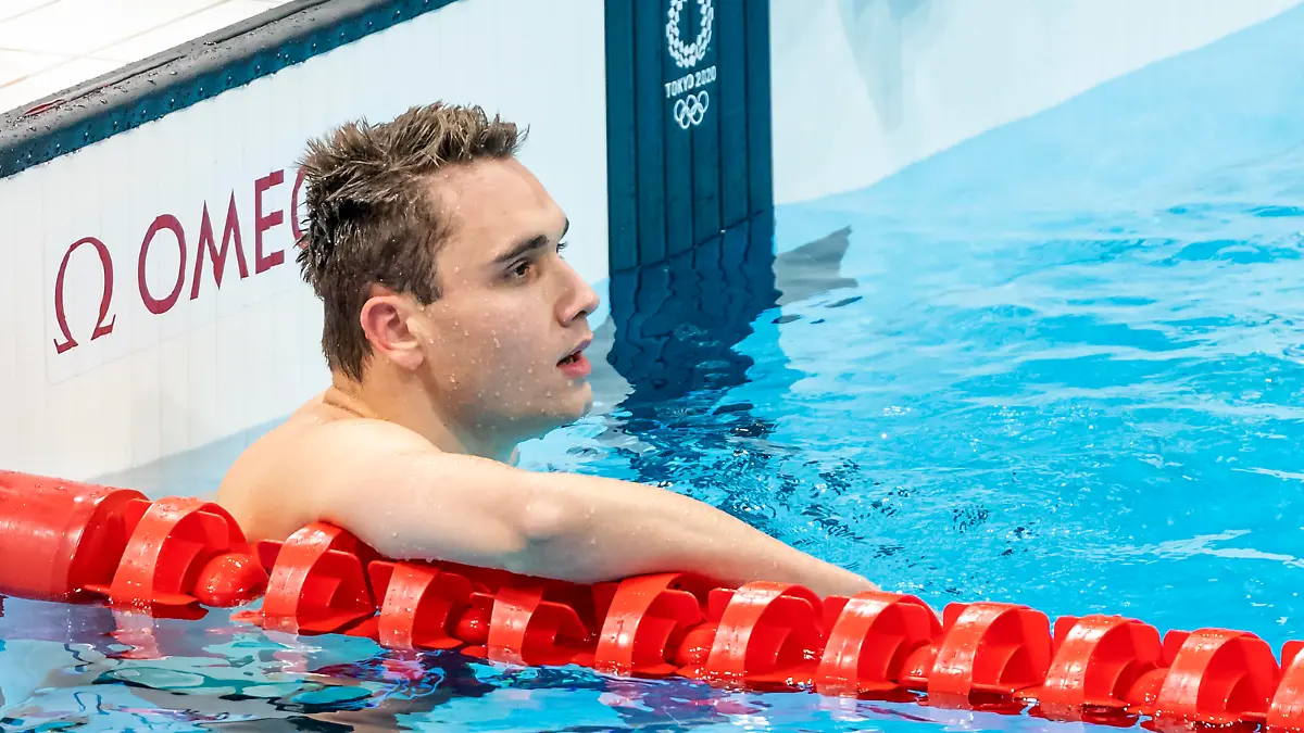  TOKYO, JAPAN - JULY 28: Kristof Milak of Hungary reacts after competing in the men 200 Butterfly during the Tokyo 2020 Olympic Games, Olympische Spiele, Olympia, OS at the Tokyo Aquatics Centre on July 28, 2021 in Tokyo, Japan Photo by Giorgio Scala/Deepbluemedia/Insidefoto