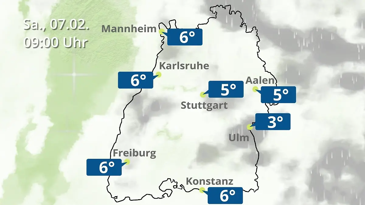 Baden-Württemberg: Wie wird das Wetter? Regen- und Wolkenfilm für Stuttgart, Mannheim und Karlsruhe