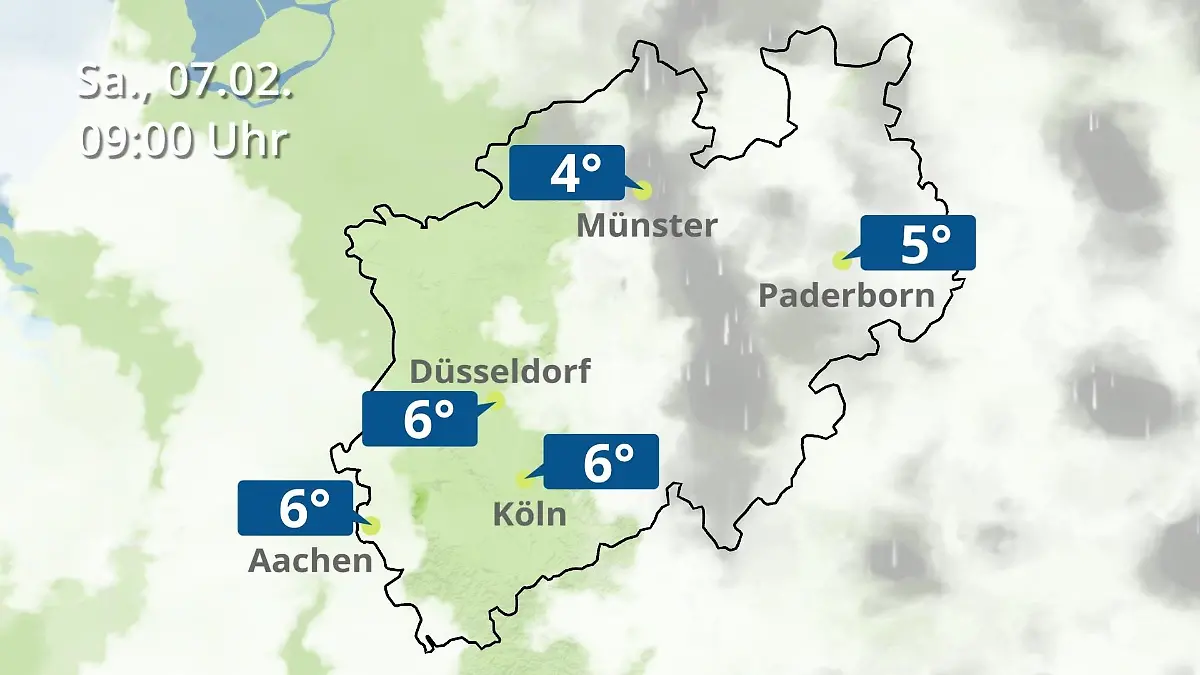 Nordrhein-Westfalen: Wie wird das Wetter? Regen- und Wolkenfilm für Köln, Düsseldorf und Münster