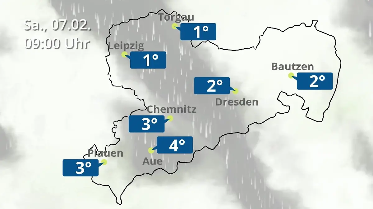 Sachsen: Wie wird das Wetter? Regen- und Wolkenfilm für Chemnitz, Dresden und Leipzig