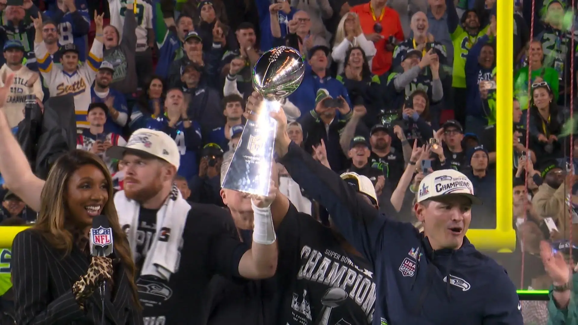 MVP und Seahawks Headcoach feiern gemeinsam Super Bowl 2026