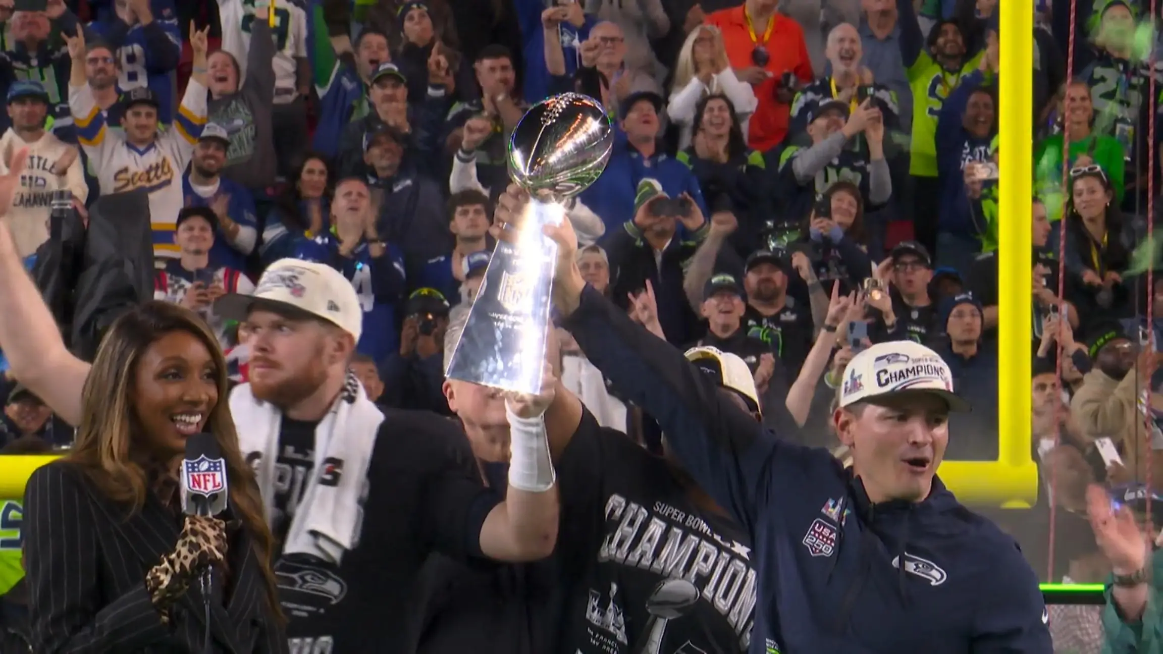 MVP und Seahawks Headcoach feiern gemeinsam Super Bowl 2026
