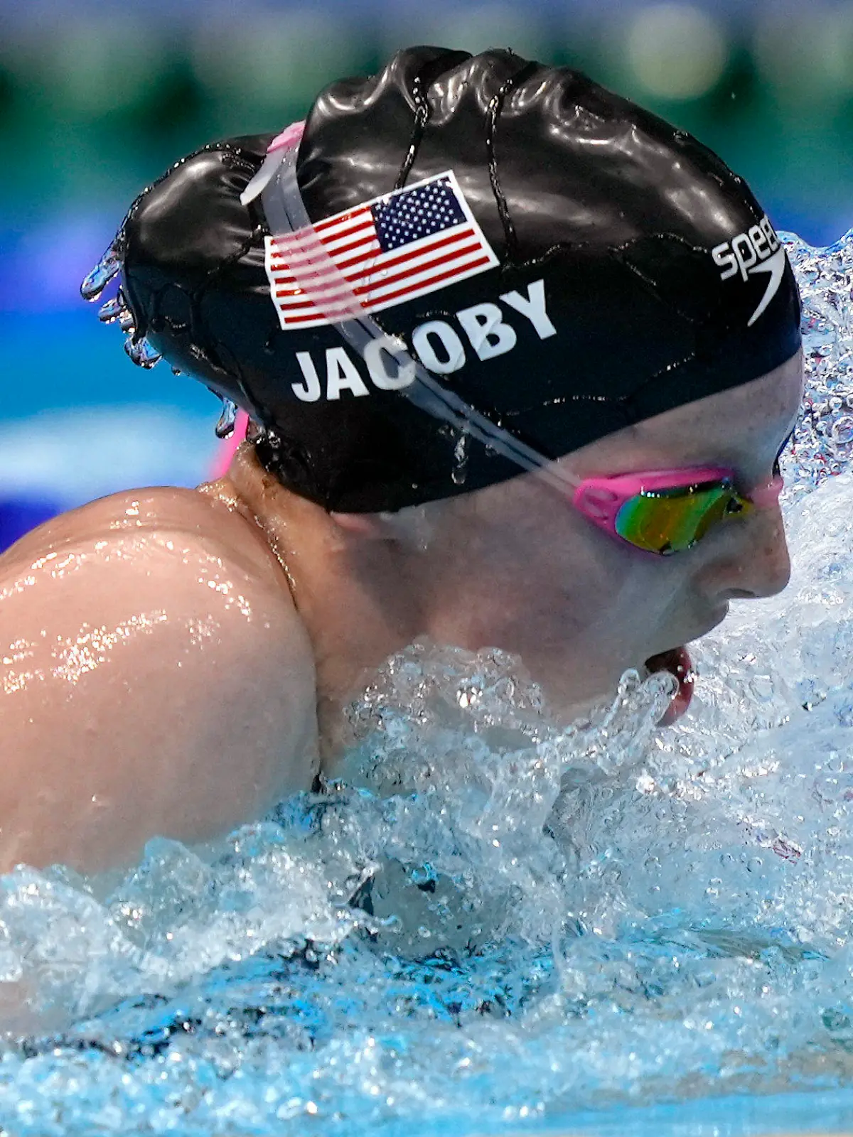 Lydia Jacoby of the United States swims in the final of the women's 100-meter breaststroke at the 2020 Summer Olympics, Tuesday, July 27, 2021, in Tokyo, Japan. (AP Photo/Martin Meissner)