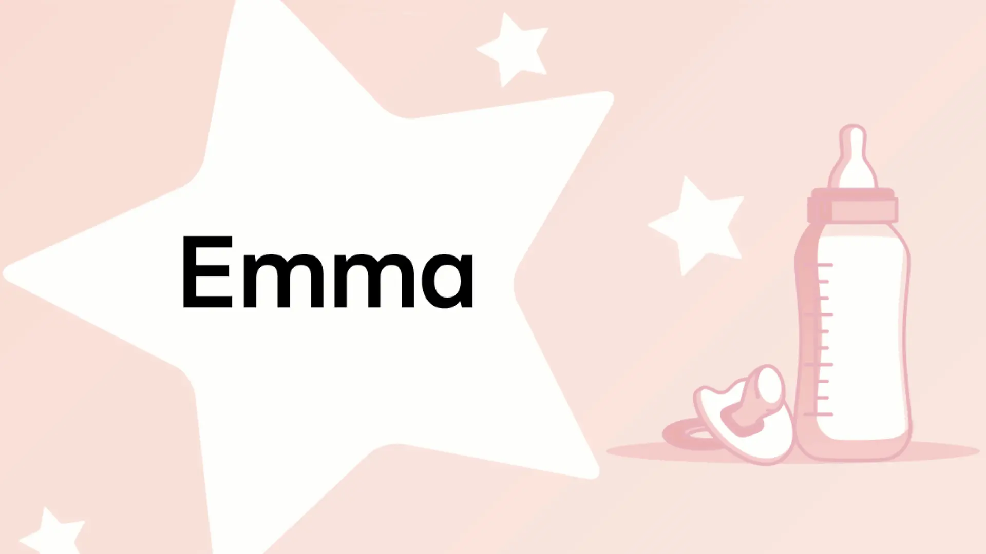 Schriftzug des Vornamens Emma auf rosa Hintergrund mit Sternen