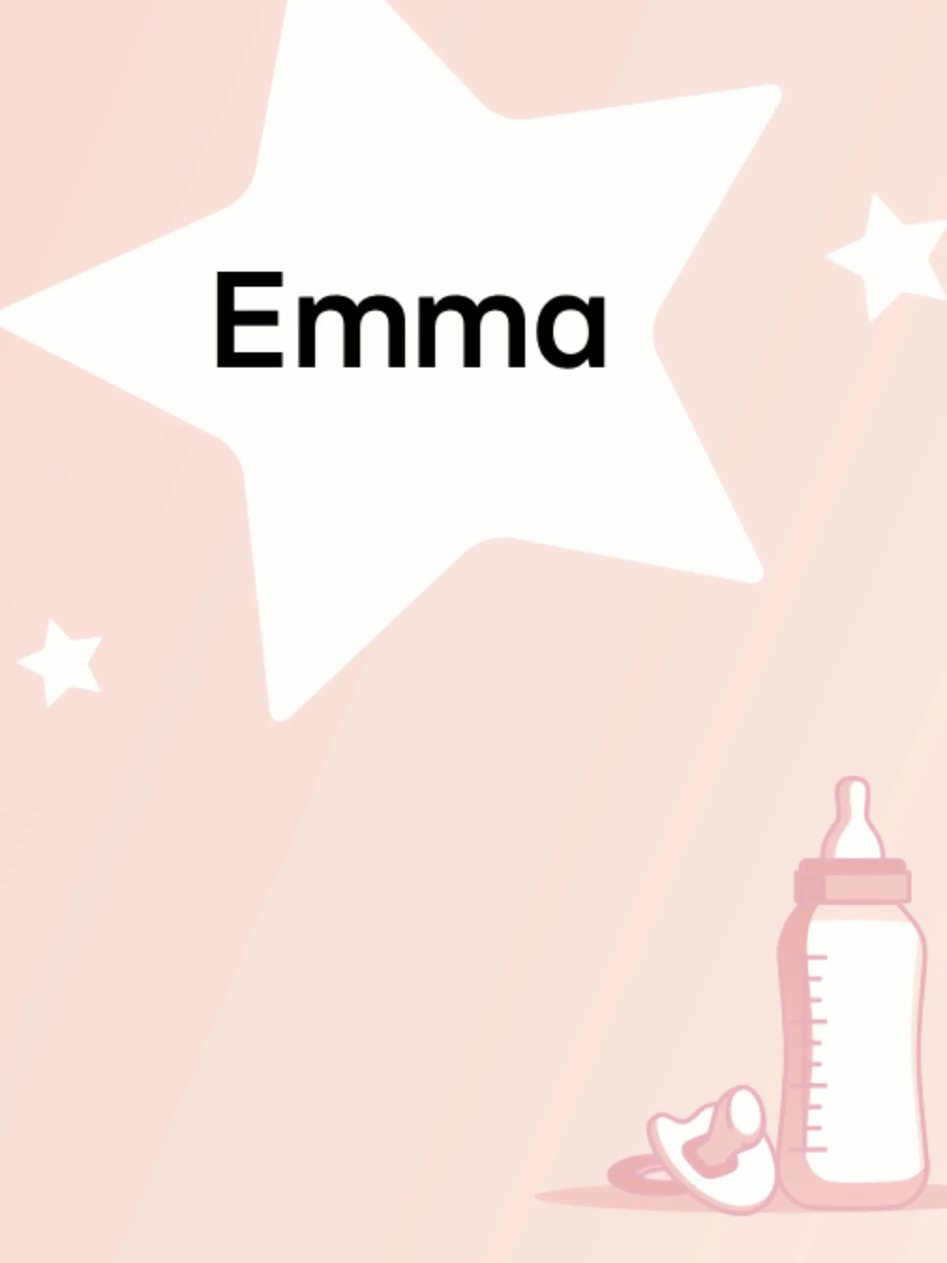 Schriftzug des Vornamens Emma auf rosa Hintergrund mit Sternen