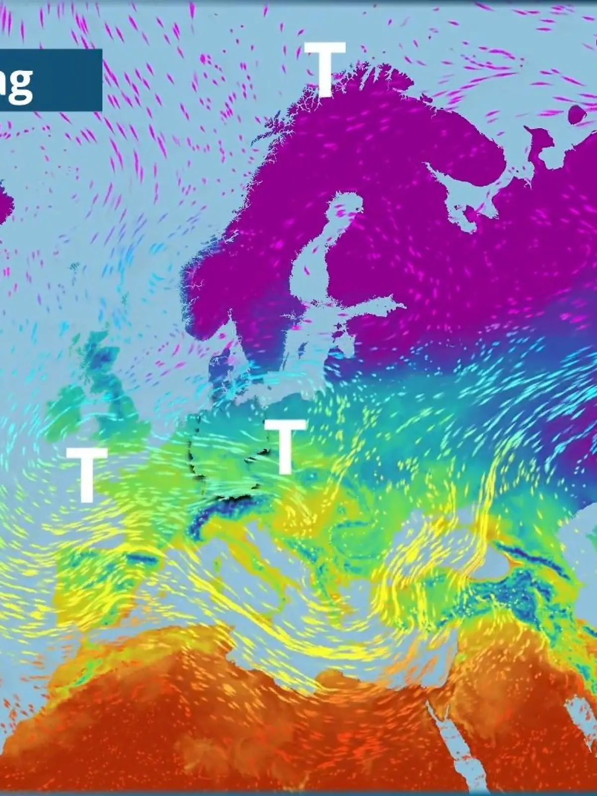 Bild zu: "Tiefs tummeln sich über Europa"
