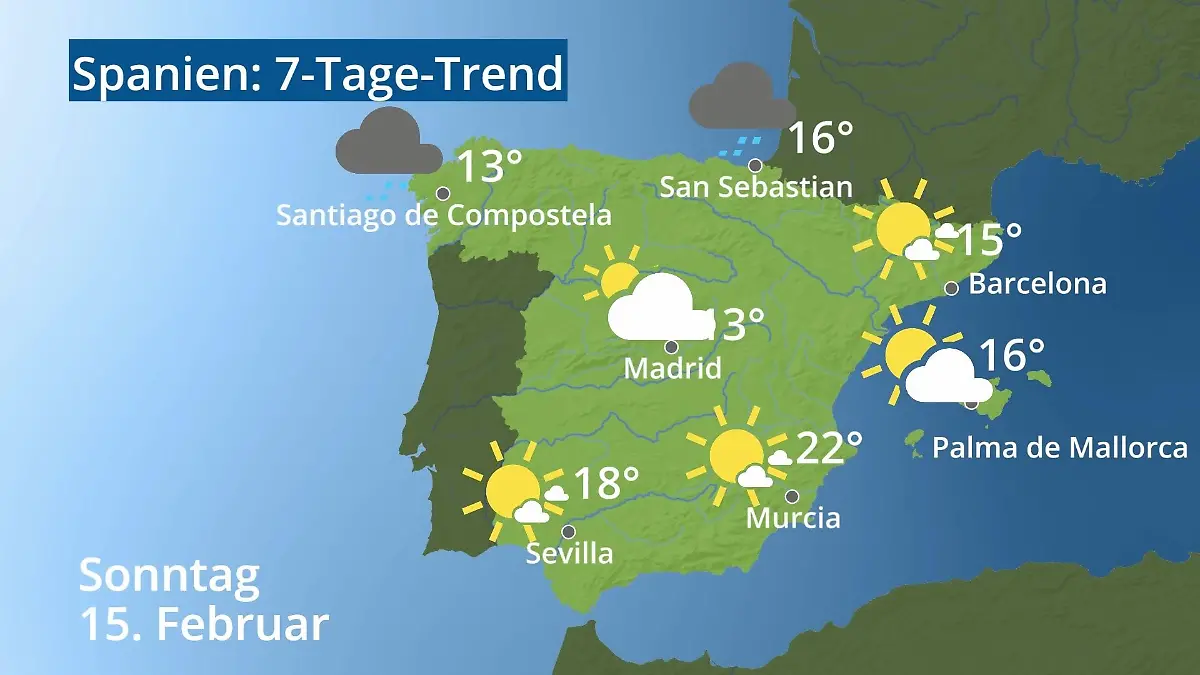 Spanien: Wie wird das Wetter? Video 7-Tage-Trend: Mallorca, Madrid, Barcelona