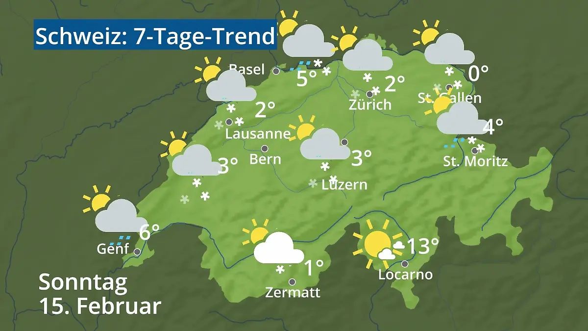 Schweiz: Wie wird das Wetter? Video 7-Tage-Trend: Bern, Basel, Genf, Zürich