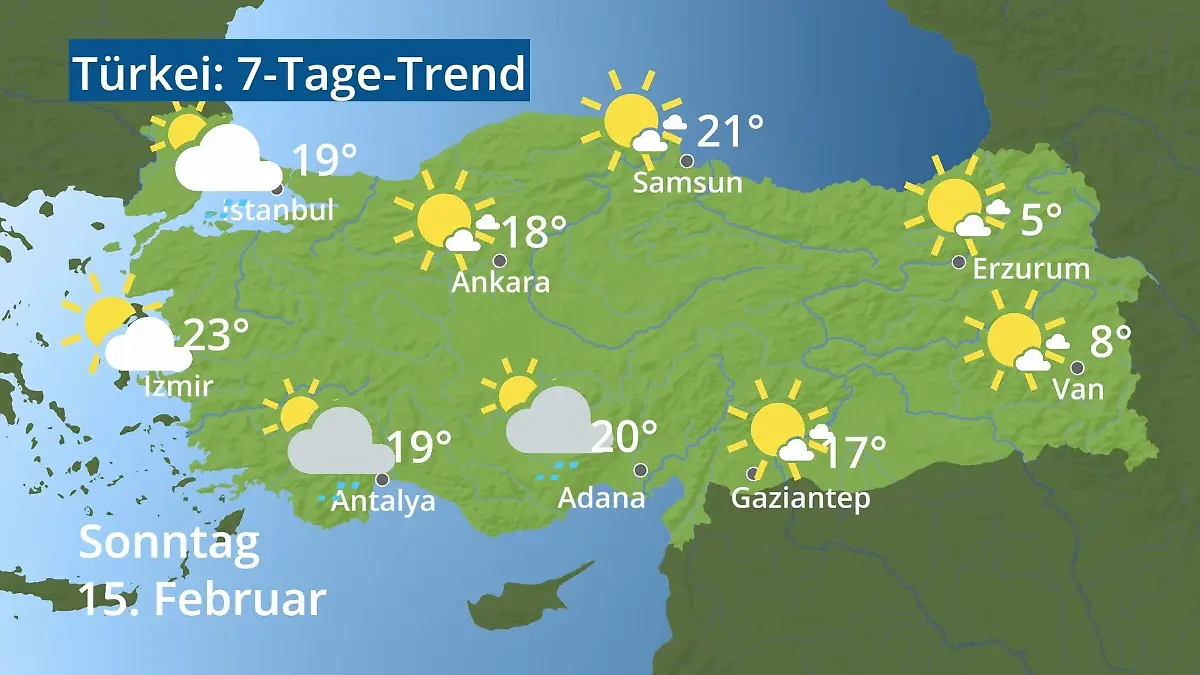 Türkei: Wie wird das Wetter? Video 7-Tage-Trend: Ankara, Istanbul, Izmir