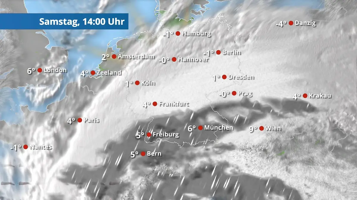 Schnee erreicht bald auch den Süden Der Regen- und Wolkenfilm für 48 Stunden