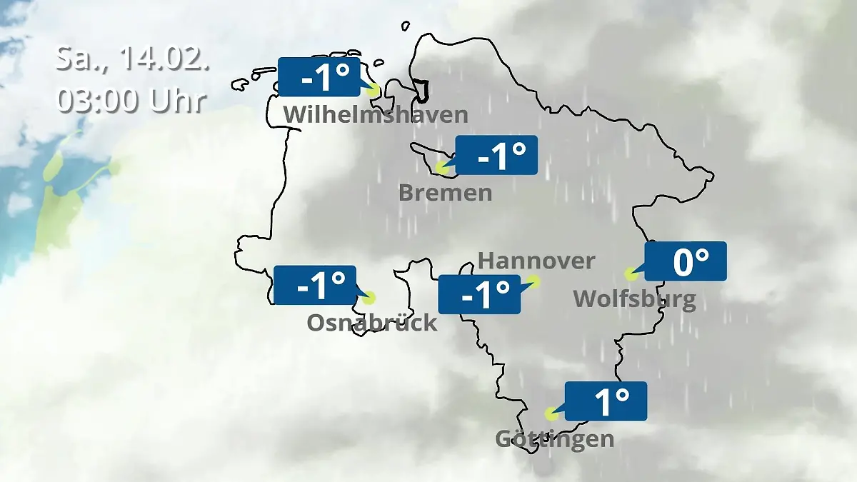 Bremen und Niedersachsen: Wie wird das Wetter? Regen- und Wolkenfilm für Hannover, Osnabrück und Wolfsburg